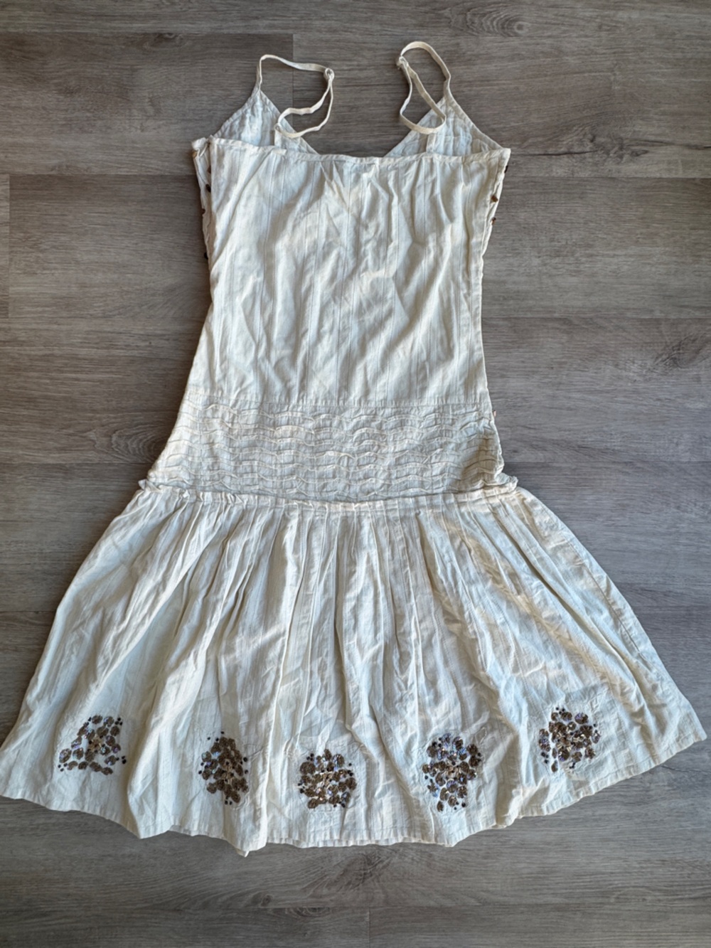 Chaudry KC Y2K 100% Cotton Beaded Embellished Drop Waist Dress sz S - Picture 12 of 14